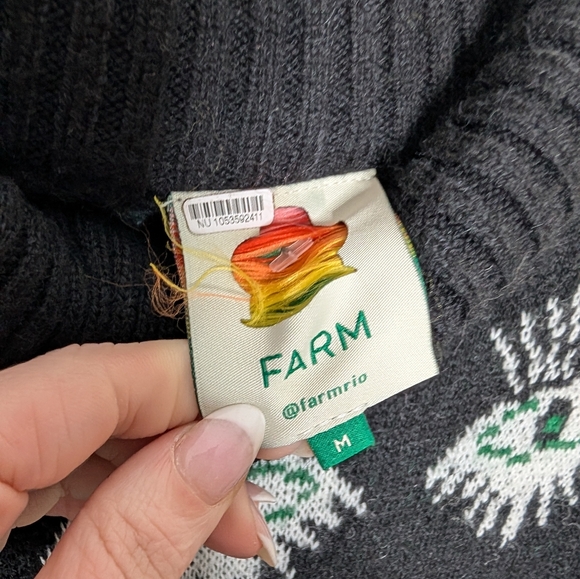 FARM Rio Mystic Scarf Sweater Dress | Green Black Intarsia | M - Picture 3 of 6